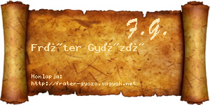Fráter Győző névjegykártya